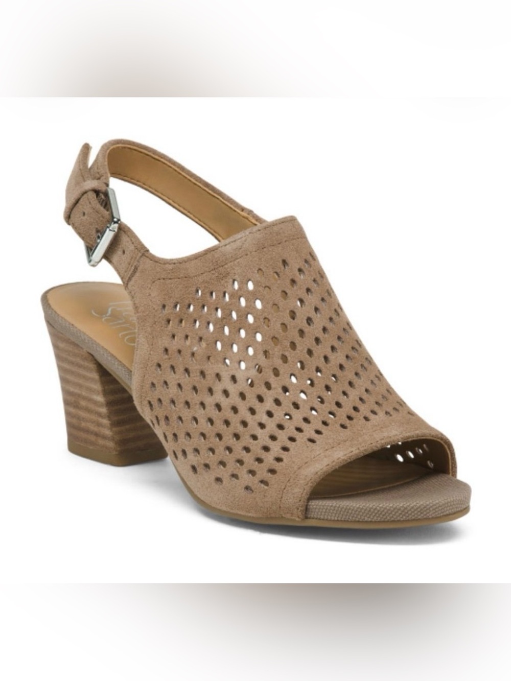 NWT Franco Sarto Suede Perforated Slingback Block Heels